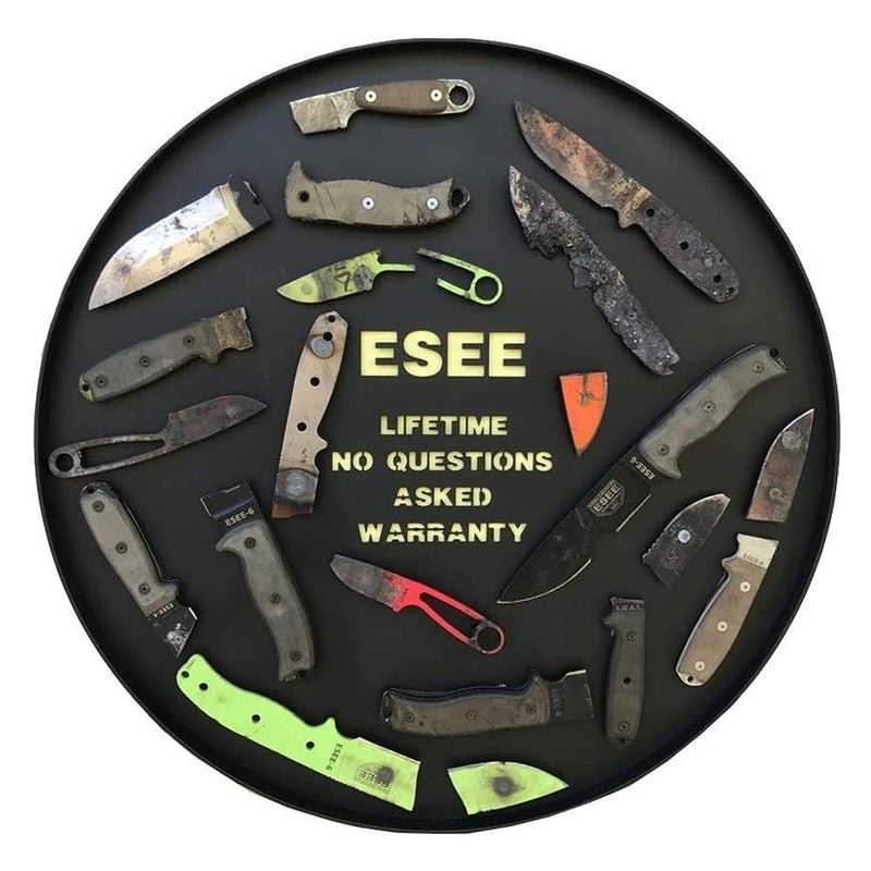 ESEE-4 فولاذ كربوني 1095، غمد أسود (شفرة خضراء داكنة، مقبض قماش ميكارتا طبيعي ثلاثي الأبعاد) - Image 4